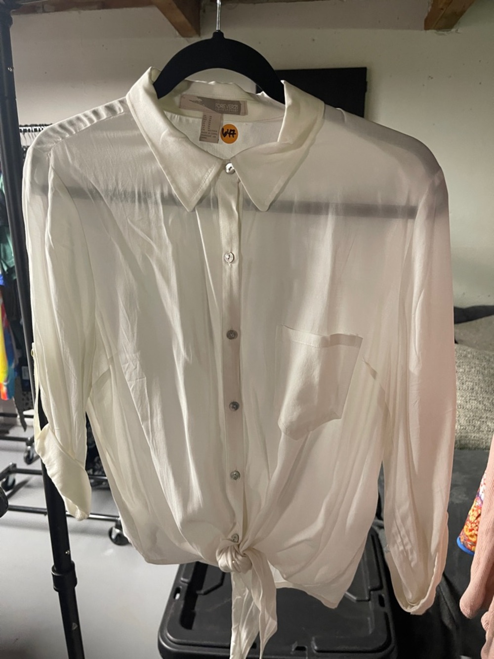 Forever 21 White Tie-Front Button Down Top - Picture 6 of 6